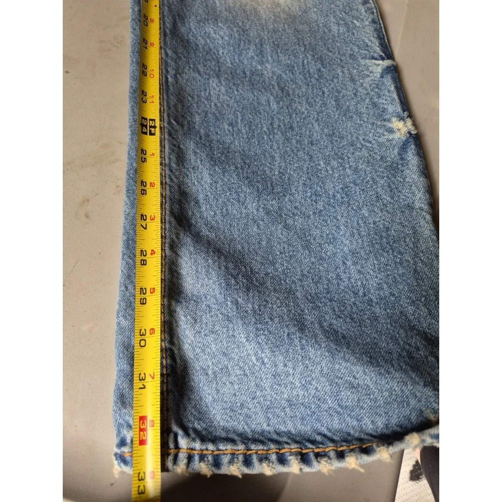 True Religion Straight Flap‎ Big T Jean Distress Destroyed Boho 33 Y2K
